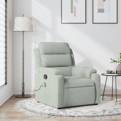 vidaXL vidaXL Rozkładany fotel masujący, jasnoSivý, obity aksamitem