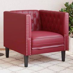 vidaXL vidaXL Fotel Chesterfield, winna czerwień, tapicerowany sztuczną skórą