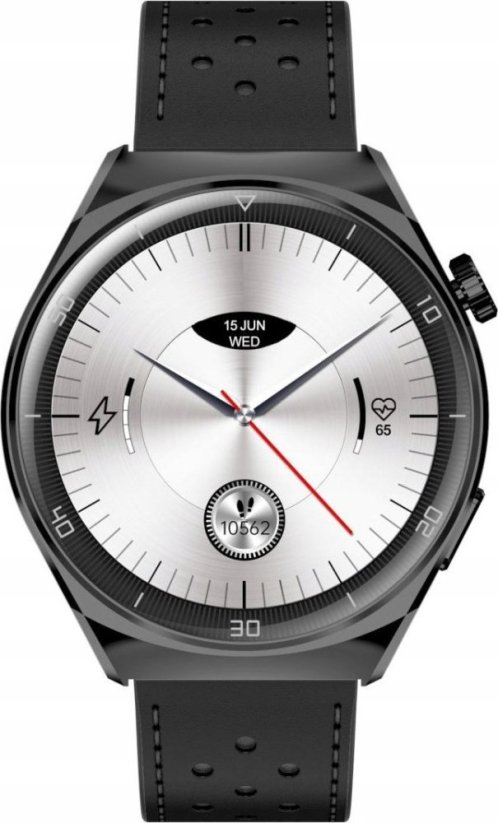 Garett V12 Smartwatch, Black leather