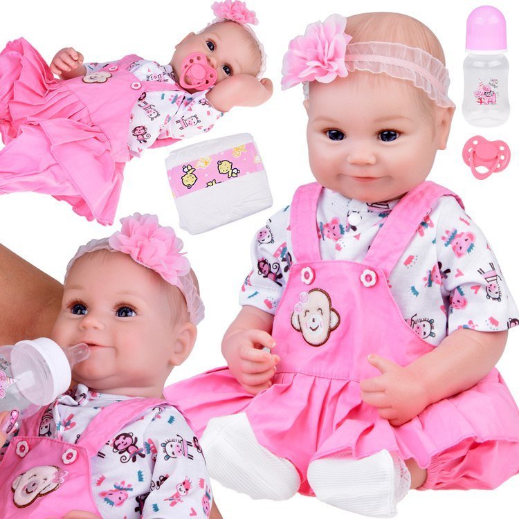 Jokomisiada Urocza miękka Bábika bobas 50 cm jak żywa + pampers butelka ZA5359