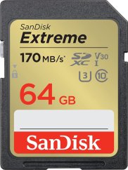 SanDisk Extreme SDXC 64 GB Class 10 UHS-I/U3 V30 (SDSDXV2-064G-GNCIN)