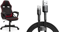 SENSE7 Knight materiałowy czarno-czerwony + kabel usb