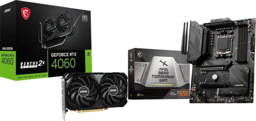 MSI GeForce RTX 4060 Ventus 2X Black OC 8GB GDDR6 + MSI MAG B650 TOMAHAWK WIFI