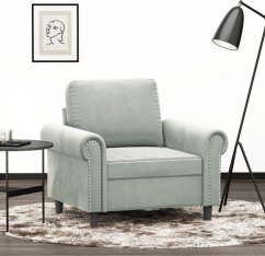 vidaXL vidaXL Fotel, jasnoSivý, 60 cm, obity aksamitem