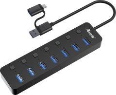 Equip USB-Hub 7-Port 3.2 ->7x3.2 5Gbps m.Netzteil sw