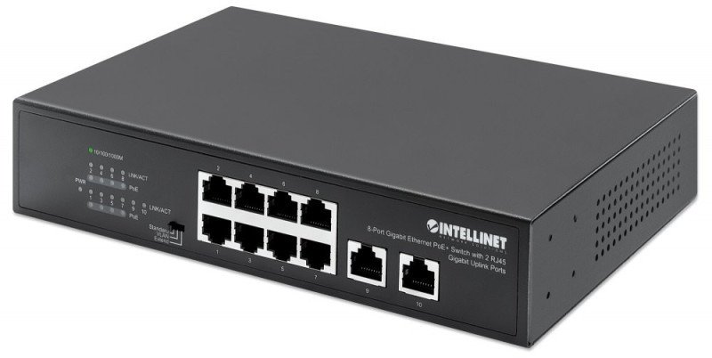Intellinet Network Solutions Intellinet 561402 Switch Gigabit 8x RJ45 PoE+, 2x RJ45 Uplink
