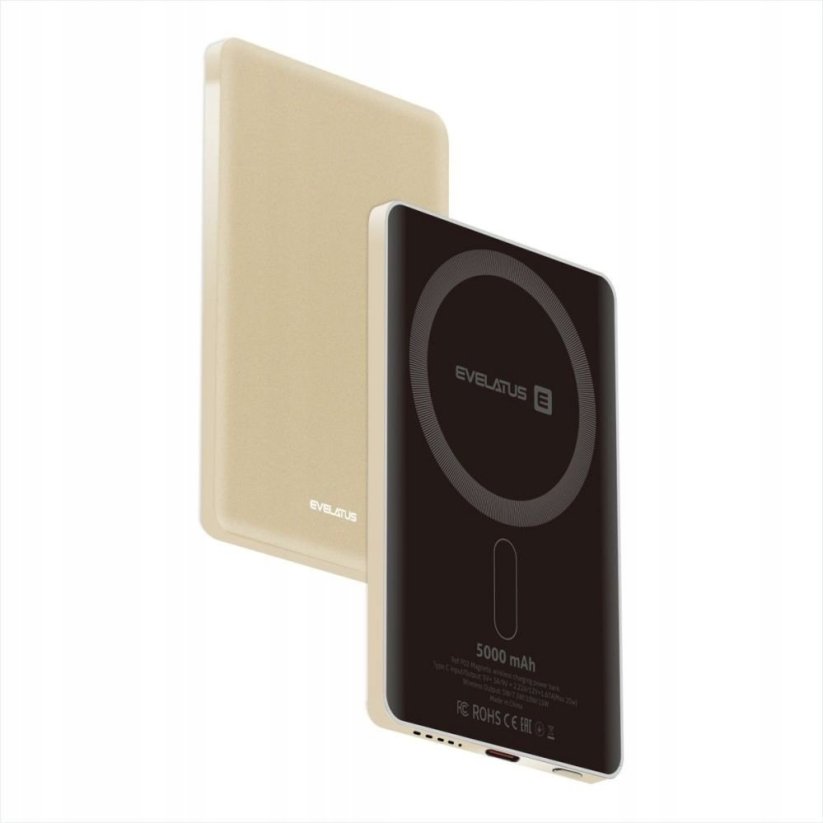 Everokovus vonkajší akumulátor PD20W 5000mAh Power Bank MagLink Elite With Wireless charging EVEP02PBMEG Gold EVEP02PBMEG