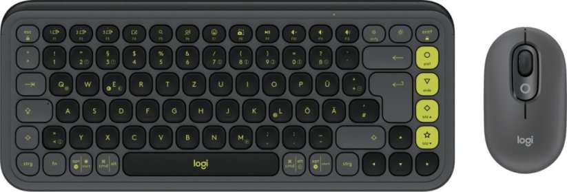 Logitech Logitech POP Icon Combo klawiatura Dołączona myszka univerzálny Bluetooth QWERTZ Niemiecki Grafitový, Zelený