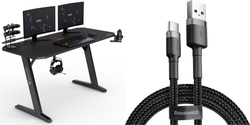 SENSE7 Nomad Classic Czarne 140x60 cm + kabel usb