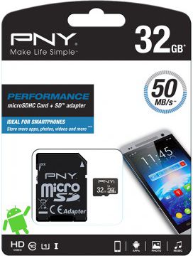 PNY Performance MicroSDHC 32 GB Class 10 UHS-I  (SDU32GPER50-EF)
