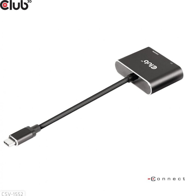 Club 3D Spliter Club3D CSV-1552 (MST hub USB3.2 Gen2 Type-C(DP™ Alt-Mode) to DisplayPort™ + HDMI™ 4K60Hz M/F)
