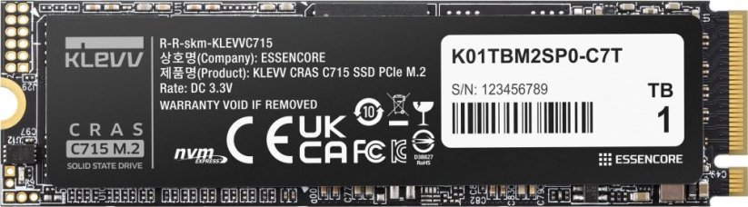 Usorteret 1 TB KLEVV C715 M.2 2280 PCIE Gen3 NVME (K01TBM2SP0-C7T)