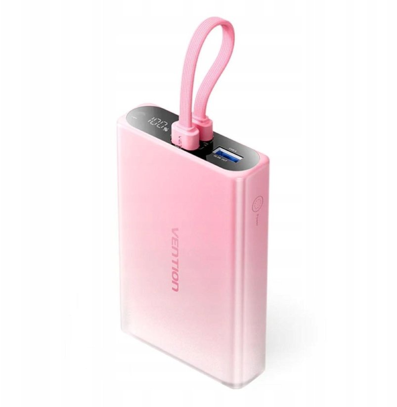 Vention Vention 10000 mAh USB-C + Lightning + USB-A 22.5W s displejom LED Ružový