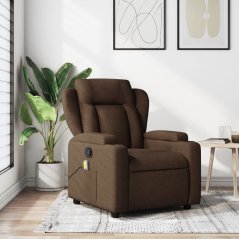 vidaXL vidaXL Rozkładany fotel masujący, Hnedý, obity tkaniną