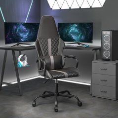 vidaXL Fotel gamingowy, čierno-Sivý, sztuczna skóra
