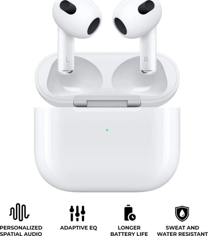 Apple Apple AirPods (3rd generation) with Lightning Charging Case, Wireless, Calls/Music, Headset, White