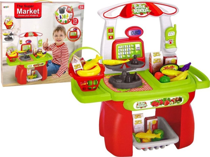 LeanToys Sada Supermarket košyk Sklepowy Waga Artykuły Spożywcze