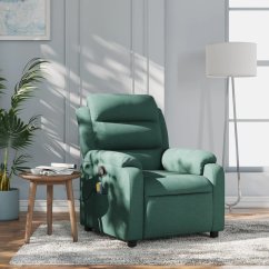 vidaXL vidaXL Rozkładany fotel masujący, tmavoZelený, obity tkaniną