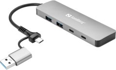 Sandberg SANDBERG Hub - USB-C/A - 2 x SuperSpeed USB 3.0 + 2 x USB-C