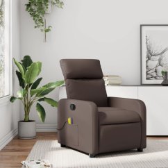 vidaXL vidaXL Rozkładany fotel masujący, Hnedý, obity sztuczną skórą