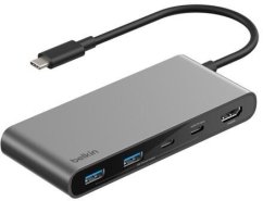 Belkin CONNECT 7-IN-1 USB-C HUB Z PODWÓJNYMI PORTAMI USB-C strieborný