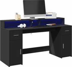 vidaXL Biurko z podświetleniem LED, čierne, 160x55x91 cm