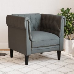 vidaXL Fotel Chesterfield, tmavoSivý, obity tkaniną Lumarko!