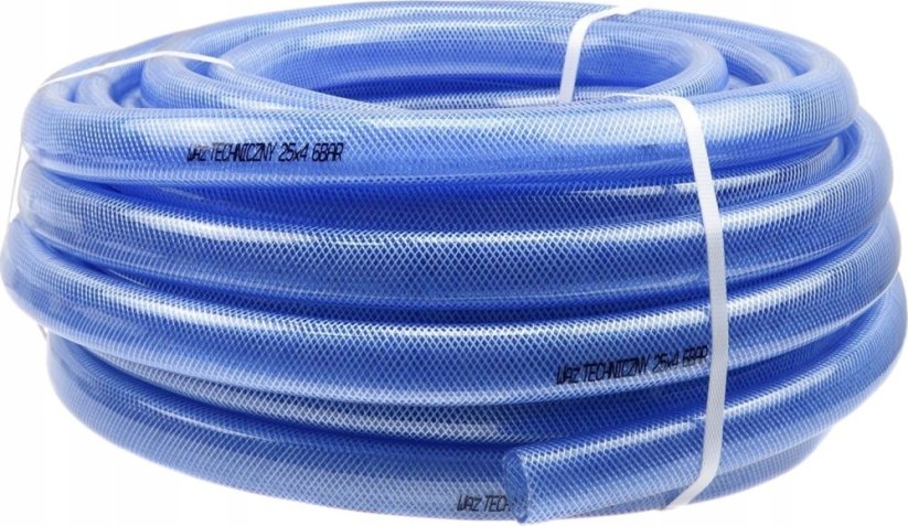Geko Wąż techniczny 25x4mm zbr.trans. nieb. 1m/25m(1)