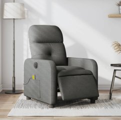 vidaXL vidaXL Rozkładany fotel masujący, elektryczny, tmavoSivý, tkanina