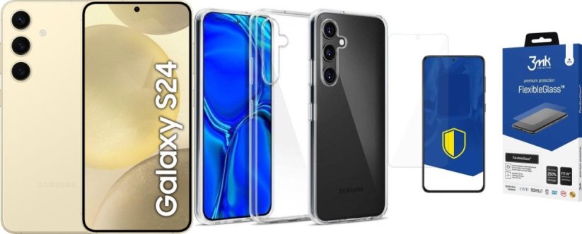 Samsung Galaxy S24 5G 8/128GB Żółty  (SM-S921BZYDEUE) + FlexibleGlass + Etui Clear Case