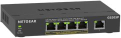 NETGEAR GS305P PoE Gigabit Ethernet Unmanaged Plus Switch, 1x 1G Ethernet Port, 4x 1G PoE Ethernet Port