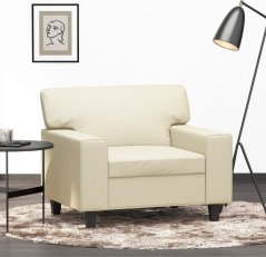vidaXL vidaXL Fotel, krémový, 60 cm, obity sztuczną skórą