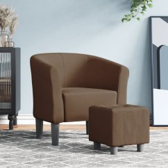 vidaXL Fotel klubowy z podNôžkiem, Hnedý, obity tkaniną Lumarko!
