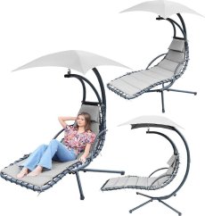 Saska Garden Huśtawka fotel bujany z parasolem lizbona sivá