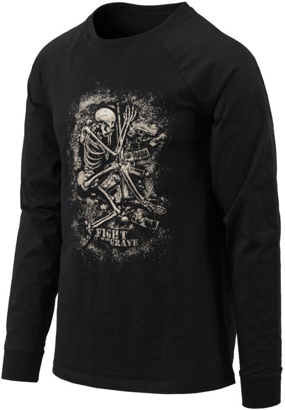 Helikon-Tex T-shirt Long Sleeve (Fight to the grave) - Čierny