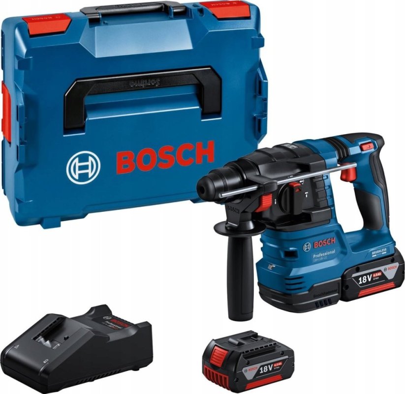 Bosch cordless hammer drill GBH 18V-22 Professional, 18Volt (blue/black, 2x Li-ion battery 4.0Ah, in L-BOXX)