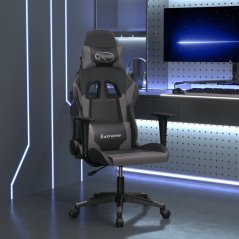 vidaXL Masujący fotel gamingowy, čierno-Sivý, sztuczna skóra Lumarko!