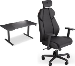 Endorfy Biurko Endorfy Atlas L Czarne 150 cmx78 cm + Fotel Meta BK czarny