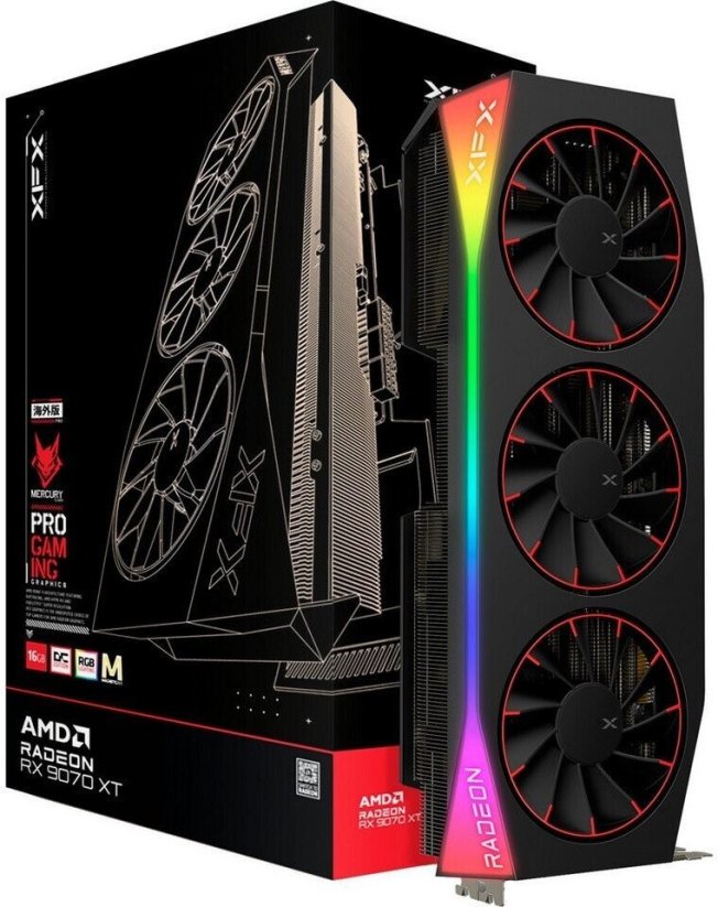 AMD Radeon RX 9070 XT XFX Mercury Radeon R OC Magnetic Air RGB 16GB GDDR6 (RX-97TMARGB9)