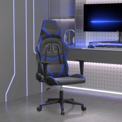 vidaXL Fotel gamingowy, čierno-Modrý, sztuczna skóra