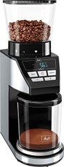 Melitta Melitta 1027-01 SST BK elektrický mlynček na kávu Calibra ze stożkowym młynkiem i wyświetlaczem LCD, a także zintegrowaną skalą, 39 ustawień mielenia, objem: 375 g, 160, Čierny / nehrdzavejúca oceľ