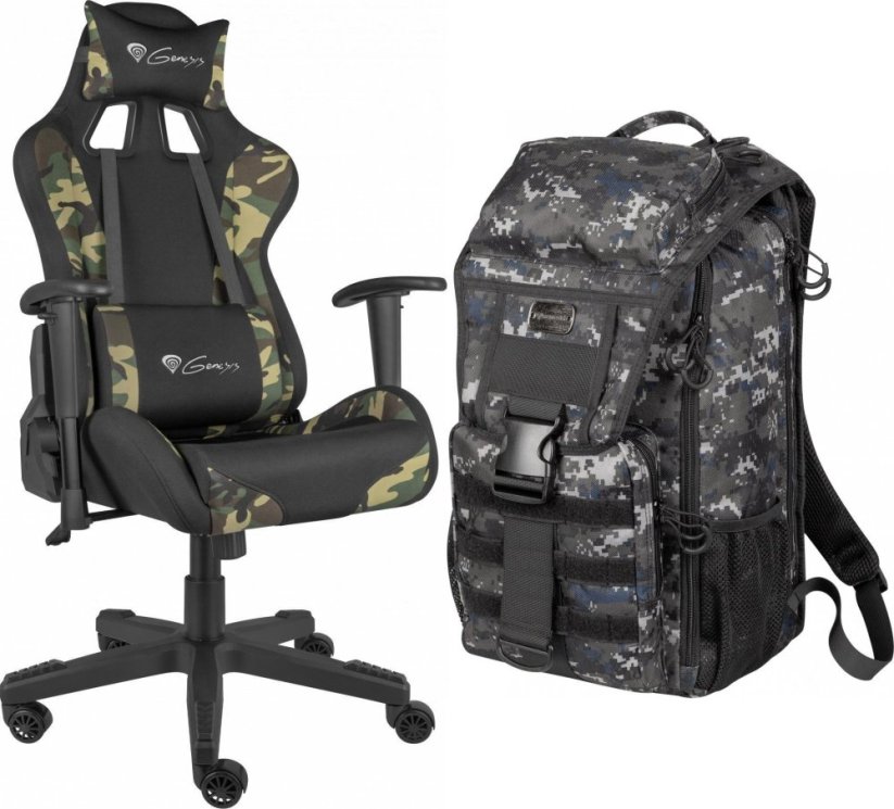 Genesis Fotel Genesis Nitro 560 Camo (NFG-1532) + Plecak PALLAD 450 LITE CAMO 15.6" (NBG-2097)