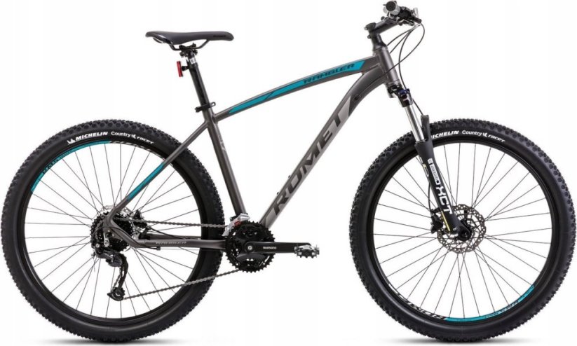 Romet Dviratis Romet Rambler R7.4 2025 graphite-silver-turquoise-20" / L (Dydis: 20" / L)