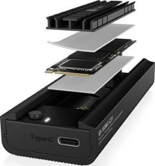 Icy Box IcyBox Stacja dokująca IB-180MC-C31 M.2 NVMe&SATA Docking, USB 3.2 (Gen2) Type-C, Aluminium