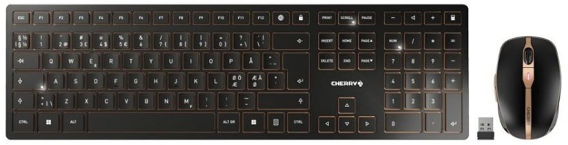 Cherry CHERRY DW 9100 SLIM klawiatura Dołączona myszka RF Wireless + Bluetooth Skandynawia Čierny