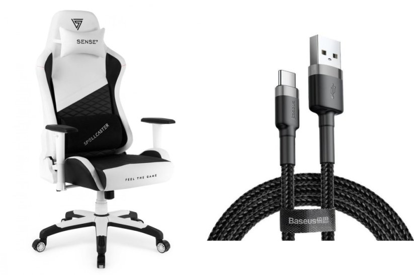 SENSE7 Spellcaster Senshi Edition XL biały + kabel usb