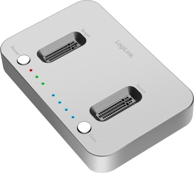 LogiLink LogiLink USB 3.2 Gen 2 Duale M.2 NVMe Dockingstation silber