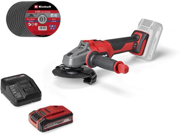 Einhell Professional Akku-Winkelschleifer AXXIO 18/125, 18Volt(rot/schwarz, Li-Ion Plus Akku 4,0Ah)