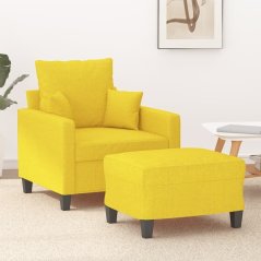 vidaXL vidaXL Fotel z podNôžkiem, jasnoŽltý, 60 cm, tkanina