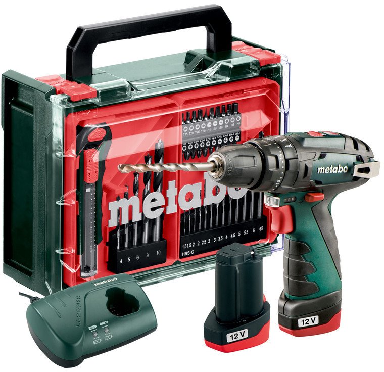 In Win METABO.PowerMaxx SB Basic Set Mobile workshop + 2 Li-Ion batteries 12V/2.0 Ah with charger LC 40 + 41 elements